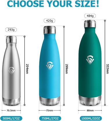 Термосфляка 750 мл, термокана з подвійними стінками, підходить для газованої води, без BPA, фляка для води з ізоляцією, не протікає, з нержавіючої сталі для університету, роботи, подорожей, спорту, активного відпочинку, хлопчиків та дівчаток, темно-зелени