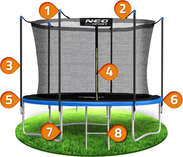 Трамплін Neo-Sport Outdoor для дітей з захисним сіткою та сходами, 312 см (10 футів)