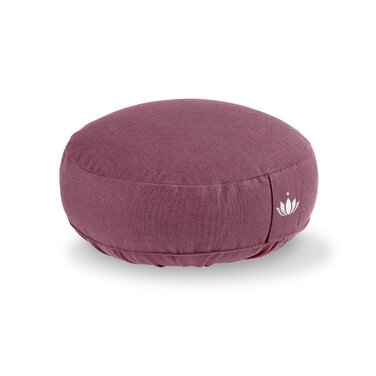 Медитаційне подушечка Lotuscrafts® з низькою висотою 10 см, з пшоняною начинкою, для йоги та медитації, круглий, знімний чохол, сертифікат GOTS, фіолетовий