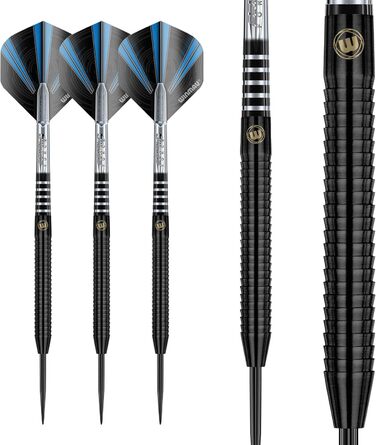 Дротики WINMAU Sabotage Onyx 22-26г, професійні, вольфрамові, з сталевим наконечником, комплект з оперенням та стрижнями