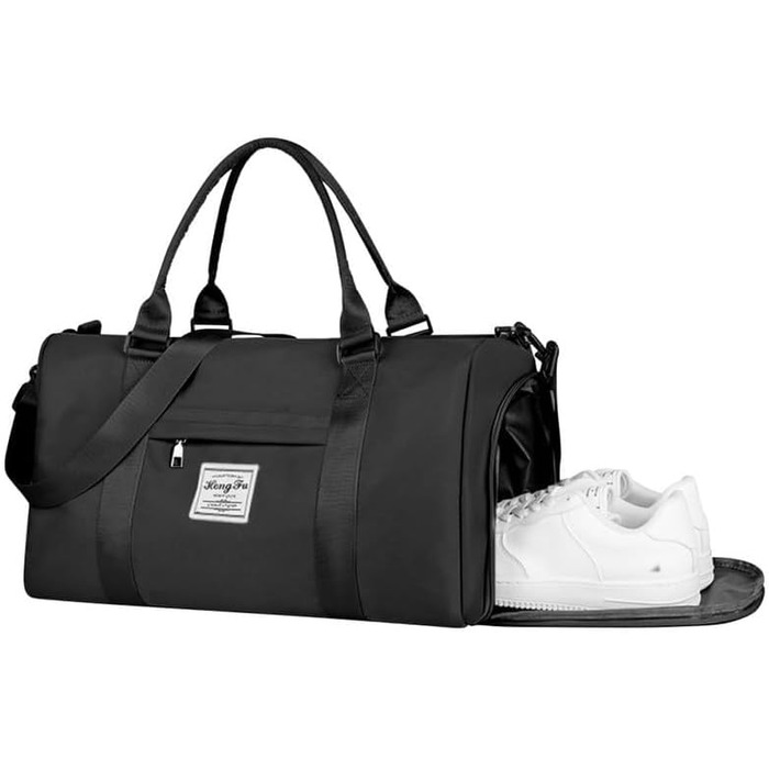 Спортивна сумка Flintronic, дорожня сумка, сумка-мішок з відділенням для взуття та мокрих речей, водонепроникна, для подорожей та спорту, чорна