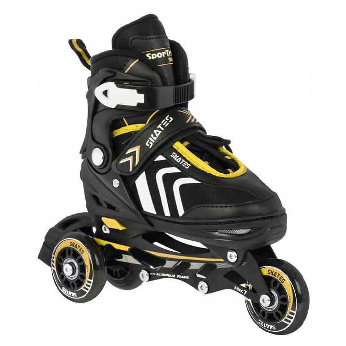 Дитячі роликові ковзани SporTrike, регульовані (розмір 29-33), чорно-жовті, 4 колеса 85A