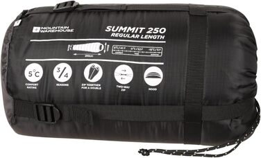 Сплячий мішок Mountain Warehouse Summit 250 - 3/4 сезону, ізольований, для кемпінгу та трекінгу, 215 см