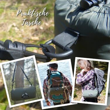 Надувний килимок BÄRBERG з самонадуванням та насосом для ніг, Ultralight, для кемпінгу, подорожей, фестивалів, басейну (Оливковий)