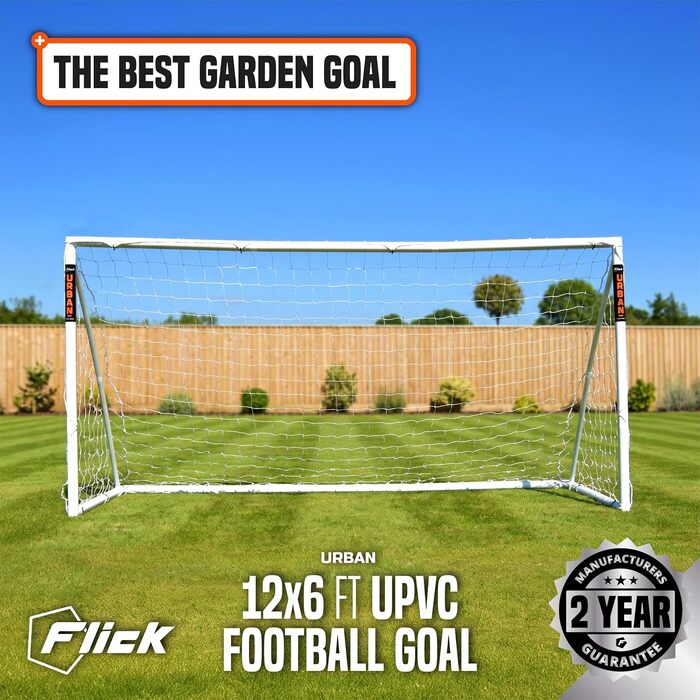 Футбольні ворота для саду Amazon Exklusives Football Flick Tor, всепогодні, посилений uPVC 70 мм, з системою фіксації, білі, 3.6 x 1.8 м