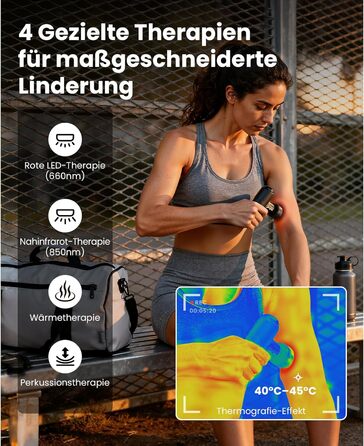 Масажер для м'язів Bob and Brad Q2 Ultra з інфрачервоним нагрівальним насадкою, портативний, тихий, для зняття м'язового болю, чорний + інфрачервоний нагрів