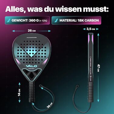 Ракетка для падел [18k Карбон, Легка] Професійна, для Турнірів, Діамант, Зручна Ручка, Унісекс + Чохол