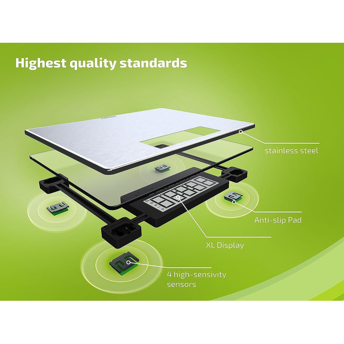 Електронна вага Soehnle Style Sense Safe 300 з великою LCD, нержавіюча сталь, антивідбиткова поверхня