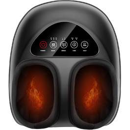 Масажер для ніг з підігрівом, електричний, 3D-кнесінг, роликовий та повітряна компресія, для зняття втоми, подарунок для чоловіків/жінок, чорний