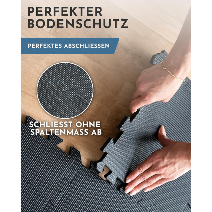 Захисний килимок для фітнесу та тренажерів NEOLYMP — товстий гумовий пазл-покриття для спортзалу, гімнастичний мат, антрацит (18 матів, 1.7 м²)