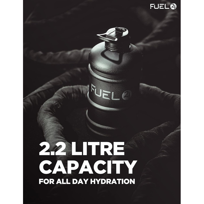 Fuel24 Кругла спортивна пляшка для води 2,2 л з носиком або трубочкою, міцний гнучкий матеріал, BPA-free, ударостійка
