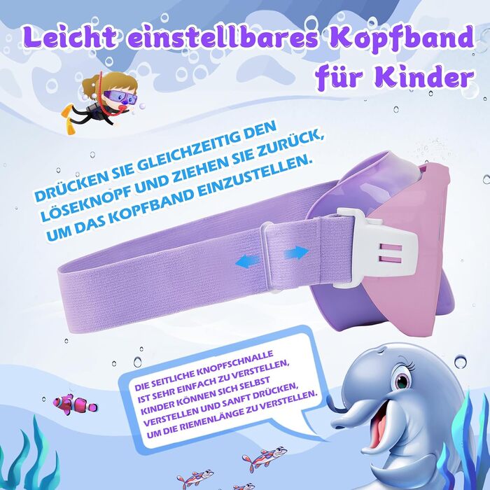 Дитяча маска для плавання WAVE Kinder з антифогом, захистом від протікання та UV-фільтром (Лілово-Рожева)