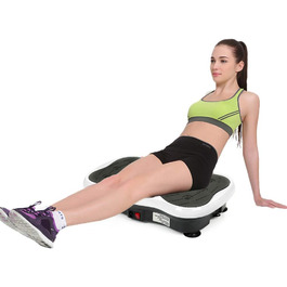 Вібраційна платформа для фітнесу з LCD, Bluetooth та USB – Power Plate для всього тіла, схуднення та нарощування м'язів, домашні тренування з пультом дистанційного керування (Чорний/Білий)