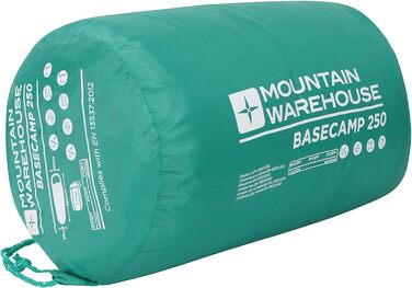 Спальний мішок Mountain Warehouse Basecamp 250 - для дорослих та дітей, блакитно-зелений