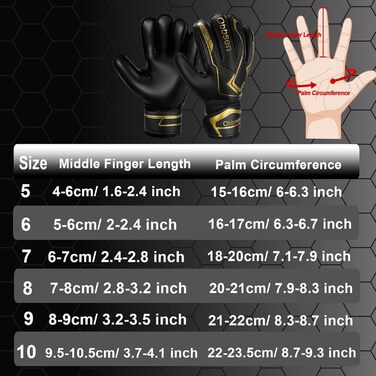 Воротарські рукавиці JOYJ з FingerSave, дитячі унісекс, для футболу, Super-Grip, товстий латекс, чорні (5)