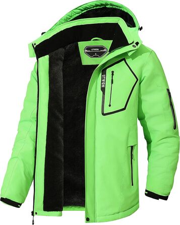 Чоловіча зимова куртка для сноуборду, тепла, водонепроникна, вітронепроникна, з капюшоном, яскраво-зелена
