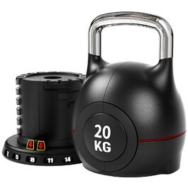 Кетлбел регульований 7-в-1 для дому, 20 кг. Набір гантелей-кетлбелів для фітнесу, чорний. Ідеально для домашнього тренажерного залу.