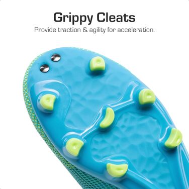 Футбольні бутси DREAM PAIRS для дітей: легкі, з довгими шипами, для бігу, футболу, стрибків у довжину, тренувань. Зносостійкі, зручні, кольори: блакитний, неоновий зелений, 36 EU