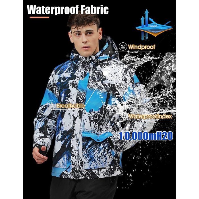 Костюм чоловічий зимовий HOTIAN: комплект куртка та штани для сноубордингу, катання на лижах, походів та альпінізму (L, 2blue+blue)