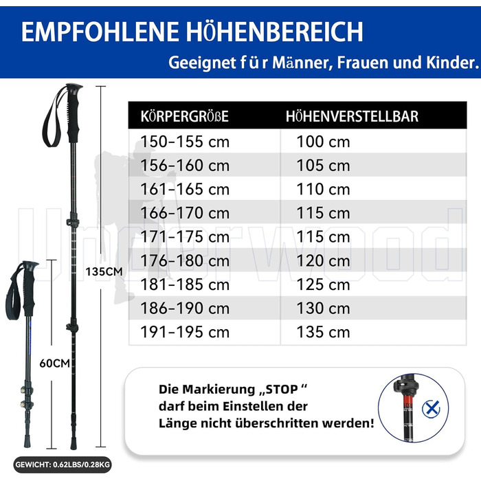 Телескопічні палиці для скандинавської ходьби та трекінгу, ультралегкі алюмінієві палиці для гірських походів з антишоковою системою, комплект 2 шт, чорні