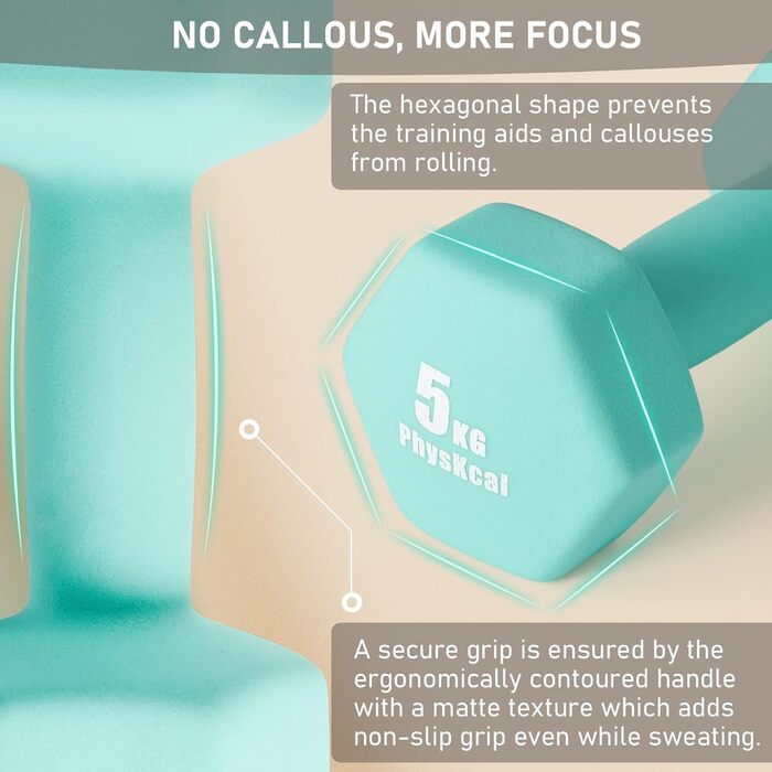 Набір гантелей KurzhanTel для дому та фітнесу, 18 кг (бежевий, рожевий, тіффані)