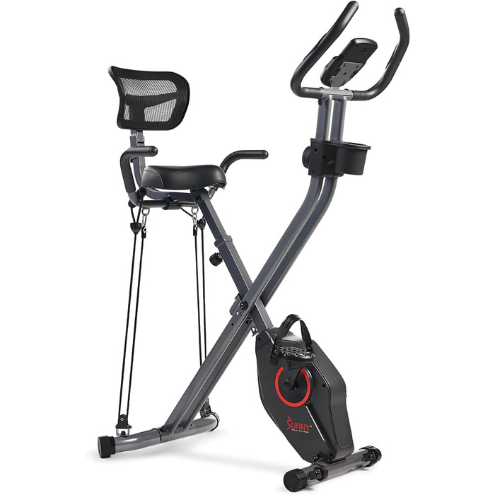 Складаний магнітний велотренажер Sunny Health & Fitness X-Bike Pro, 136 кг, 14 рівнів навантаження, ергономічна підтримка, сумісний з SunnyFit App