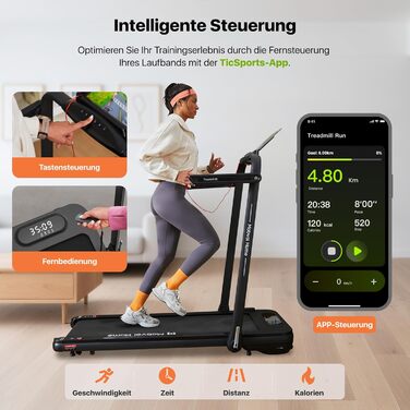 Електричний біговий тренажер Mobvoi Home Laufband SE 2.5 PS, 12 км/год, компактний, складний, з пультом ДУ, для дому, з додатком TicSports, чорний