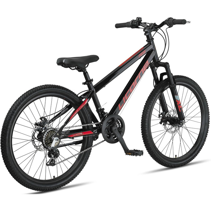 Гірський велосипед Licorne Bike Thunder Premium з дисковими гальмами, 26 дюймів, чорно-червоний, універсальний (для чоловіків, жінок та підлітків)
