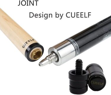 Більярдний кий Billardqueue, 147.3 см, дерево, горіх, клен, наконечник 13 мм, чорний, 20oz