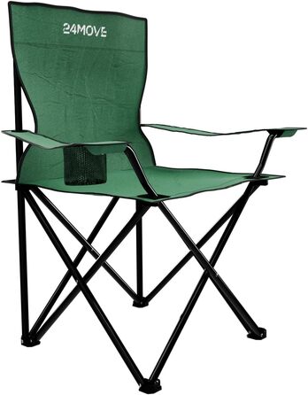 Набір з 2 туристичних стільців 24MOVE® для відпочинку на природі - складані стільці для кемпінгу, риболовлі, саду та дому, зелені