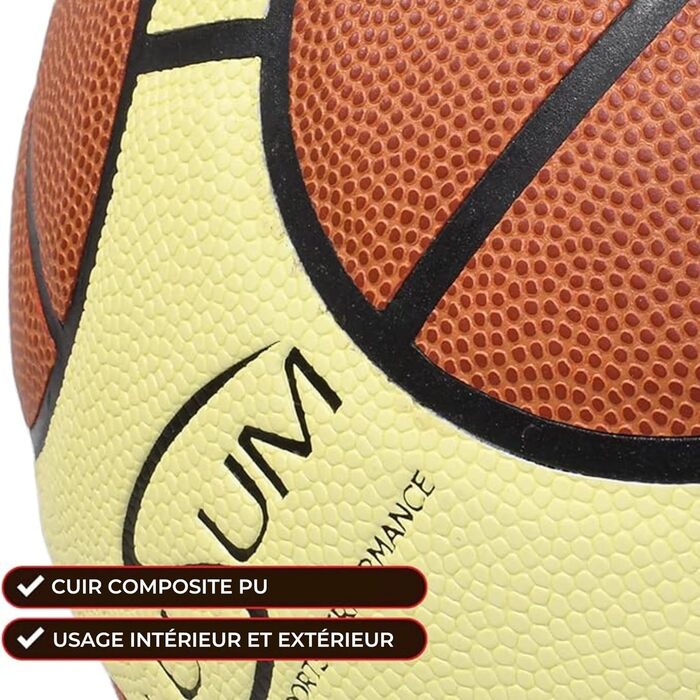Баскетбольний м'яч Lusum Optio – PU-шкіра, розміри 5, 6 та 7 – для залу та вулиці, міцний, підходить для дітей, підлітків та дорослих, для будь-якого рівня гри. Розмір 7