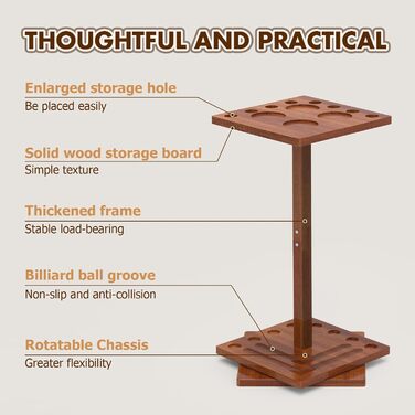 Підставка для кия для більяру, 360° обертання, стійка для кия, полиця для 8 київ, міцна дерев'яна підставка для більярдного аксесуару