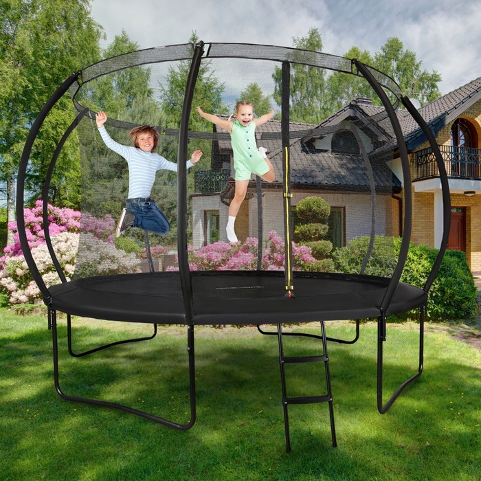 Садовий батут XXL Hyper Motion 366 см (12FT) з драбиною та сіткою, навантаження 150 кг