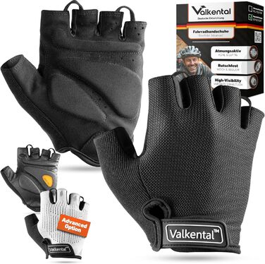 Велосипедні рукавички Valkental® Essential: м'які, дихаючі, безпальцеві | MTB/Rennrad/Trekking | Чорний, 3XL