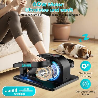 Еліптичний тренажер під стіл для дому, 2 в 1 електричний крос-тренажер з 15 швидкостями та 3 автоматичними режимами, педальний тренажер для літніх людей з пультом дистанційного керування, тихий та портативний тренажер для ніг, синій, 15 швидкостей + 3 авт