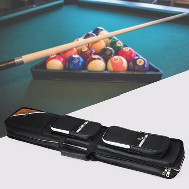 Чохол для бильярдного кия на 4 кия 8 насадок, шкірозамінник, чорний та верблюжий