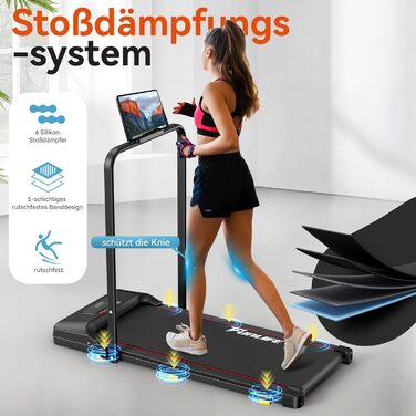 Біговий доріжка для дому та офісу, складний Walking Pad та стіл-біговий доріжка 3-в-1, тихий та компактний, з пультом дистанційного керування та амортизацією, Desk Treadmill, 1–8 км/год, FunLife F1 Blue