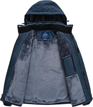 Куртка Rdruko для чоловіків: зимова, для сноуборду, тепла флісова, водонепроникна, функціональна, з капюшоном, біла (M, Denim Blue)