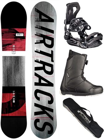 Airtracks Сноубордний комплект для чоловіків: дошка, кріплення, черевики + сумка. Freeride, Freestyle, Waves Camber Wide. Розміри: 155, 159, 161, 165, 171 см. Дошка: 161 см, Черевики: Star Black 43