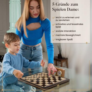 Набір для турнірного шахів №3 | Master Of Chess | Шахи з дерева, преміум-якість, 35 см | Класичний набір Staunton та шахове поле для дорослих та дітей (2 в 1, 35x35 см)