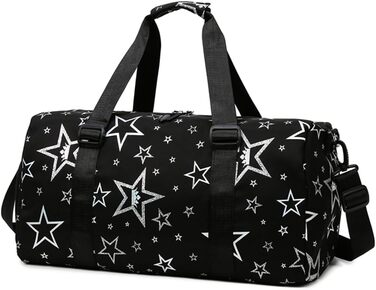 Дитяча спортивна сумка-рюкзак з відділенням для взуття та мокрих речей, плавальна сумка, спортивна сумка з принтом зірок для дівчаток, складана сумка для занять гімнастикою, танців та тренувань (зелена, чорна)