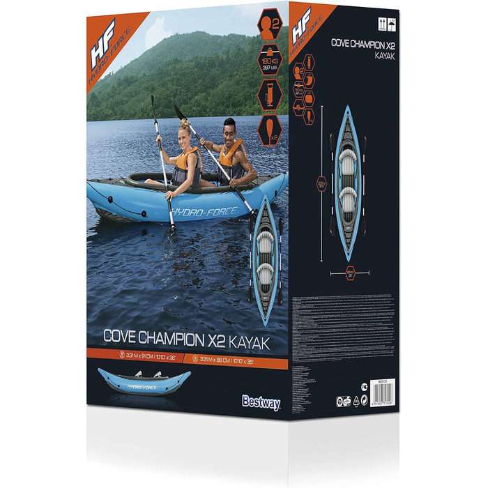 Надувний каяк Bestway Hydro-Force Cove Champion X2 331x88x45 см, комплект