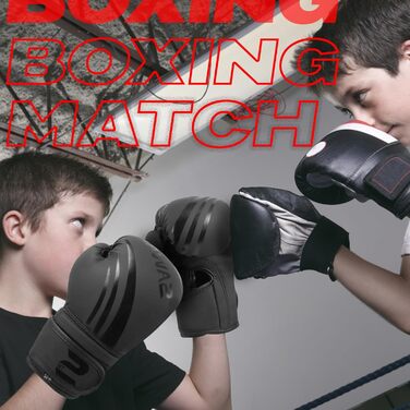 Боксерські рукавички для дітей Sawans: тренування, MMA, кікбоксинг, муай-тай, 6 унцій, чорний колір