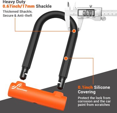 Замок для велосипеда Bügelschloss Sportneer 17 мм з кабелем 1.5 м - для шосе, гірського, електровелосипеда, складного велосипеда