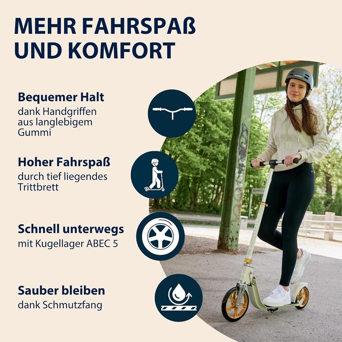 Самокат HUDORA BigWheel 215 алюмінієвий, до 100 кг, складаний, регульований, для дітей, підлітків та дорослих