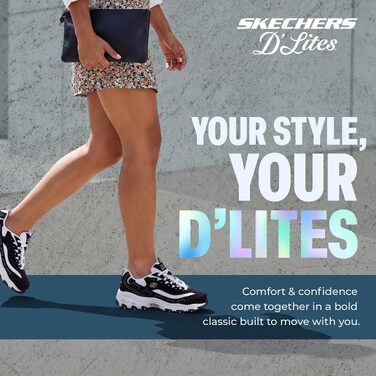 Жіночі кросівки Skechers D'lites Biggest Fan — чорні, натуральна замша та сітка, розмір 37 EU