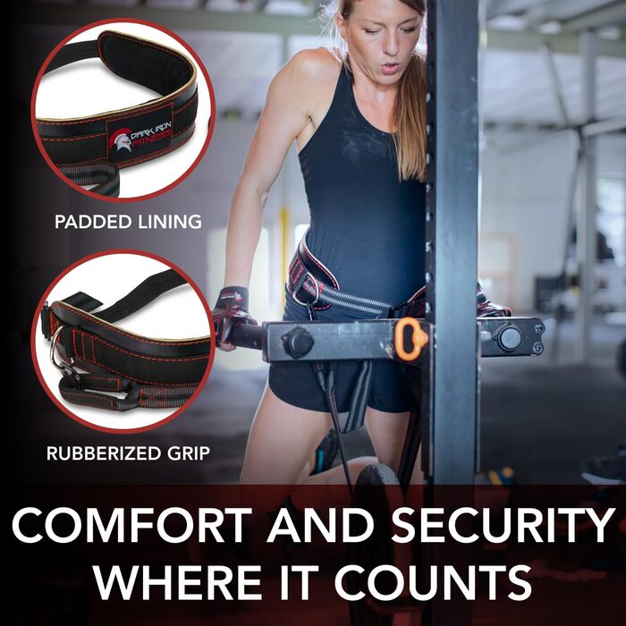 Лідерний пояс для віджимань Dark Iron Fitness з нейлоновою петлею для додаткових ваг (до 122 кг) - 100% шкіряний пояс для чоловіків та жінок, бодібілдингу - аксесуари для спортзалу