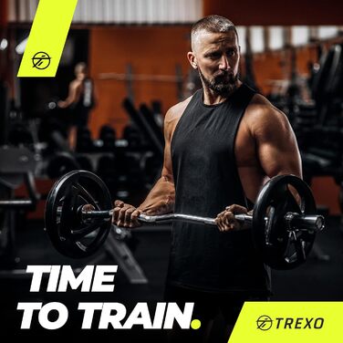 Диск для штанги TREXO 20 кг з ручками, чавунний, покритий, ергономічний, для фітнесу, кросфіту, силових тренувань