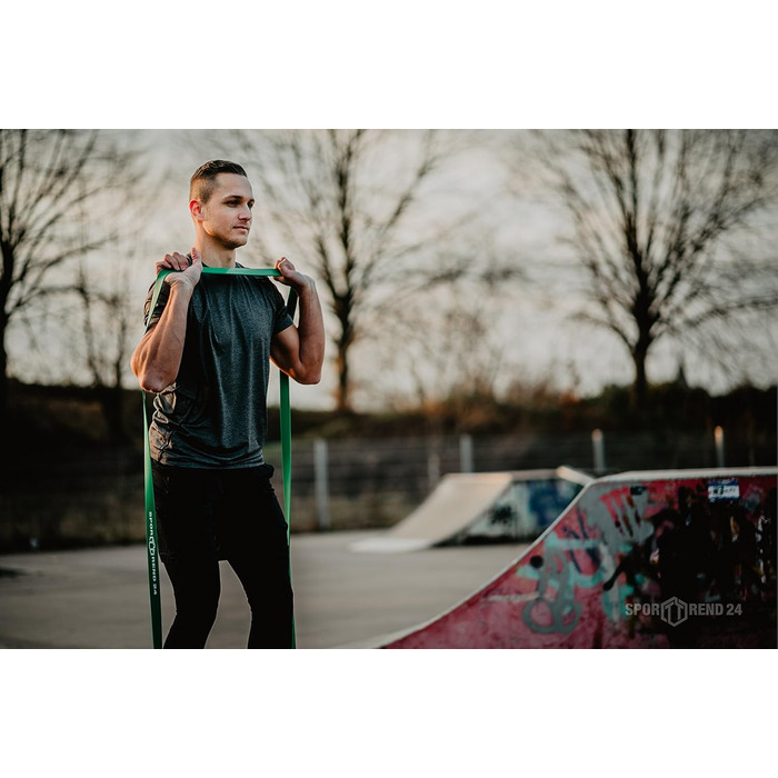 Фітнес-стрічки Sporttrend 24, еспандери різної жорсткості та кольорів, 104 см, для силових та мобіліті вправ