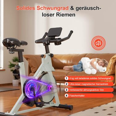 DeerRun Heimtrainer: велотренажер з магнітним опором, фітнес-велосипед для дому, кардіотренування, вантажопідйомність 136 кг, зелений